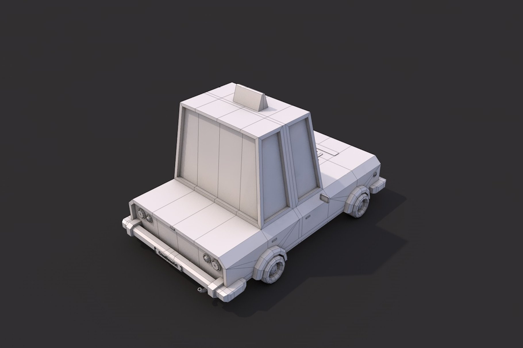 Graphic gray back right mockup of low poly taxi car.