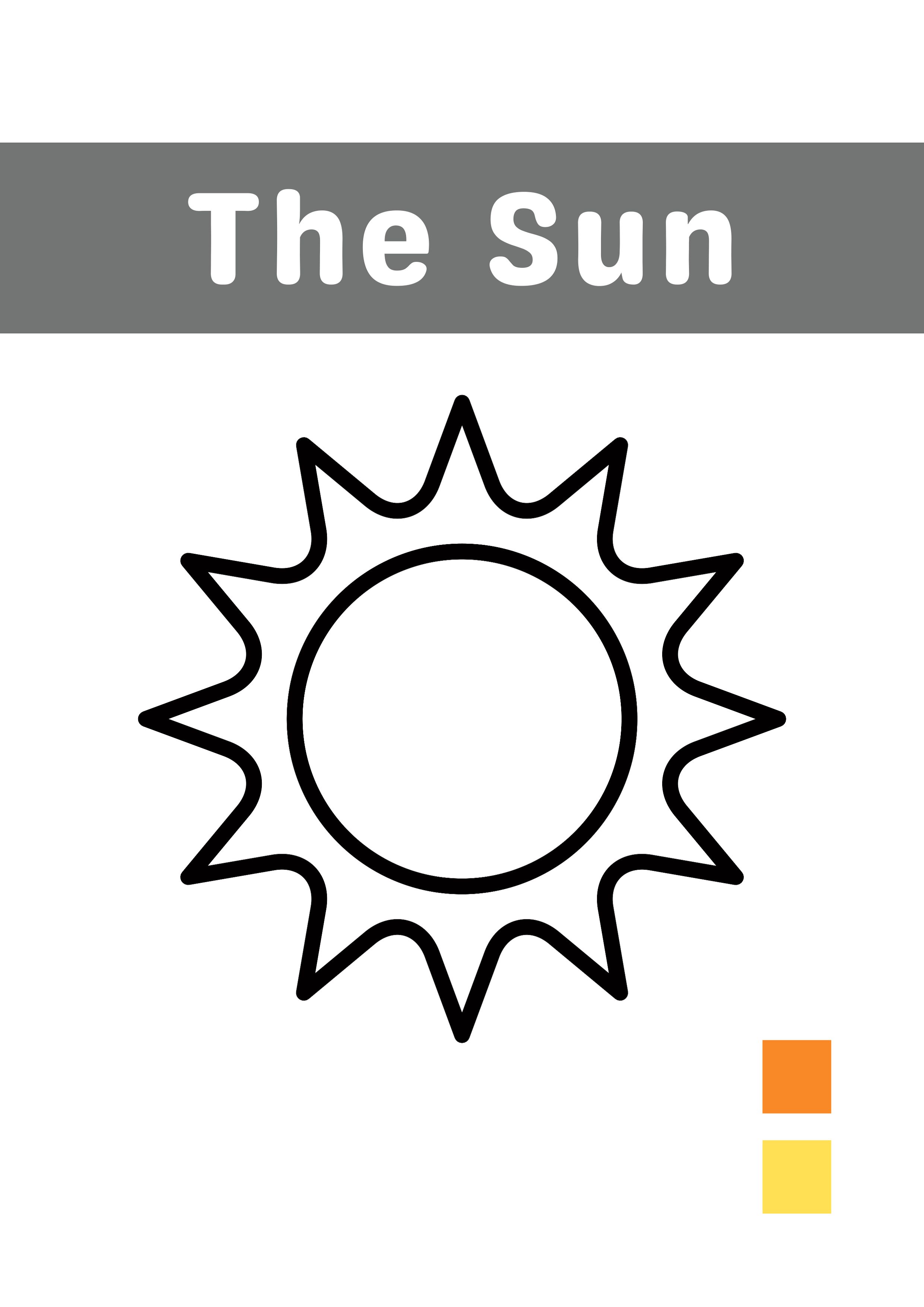 Sun Coloring Book for Kids Template preview image.
