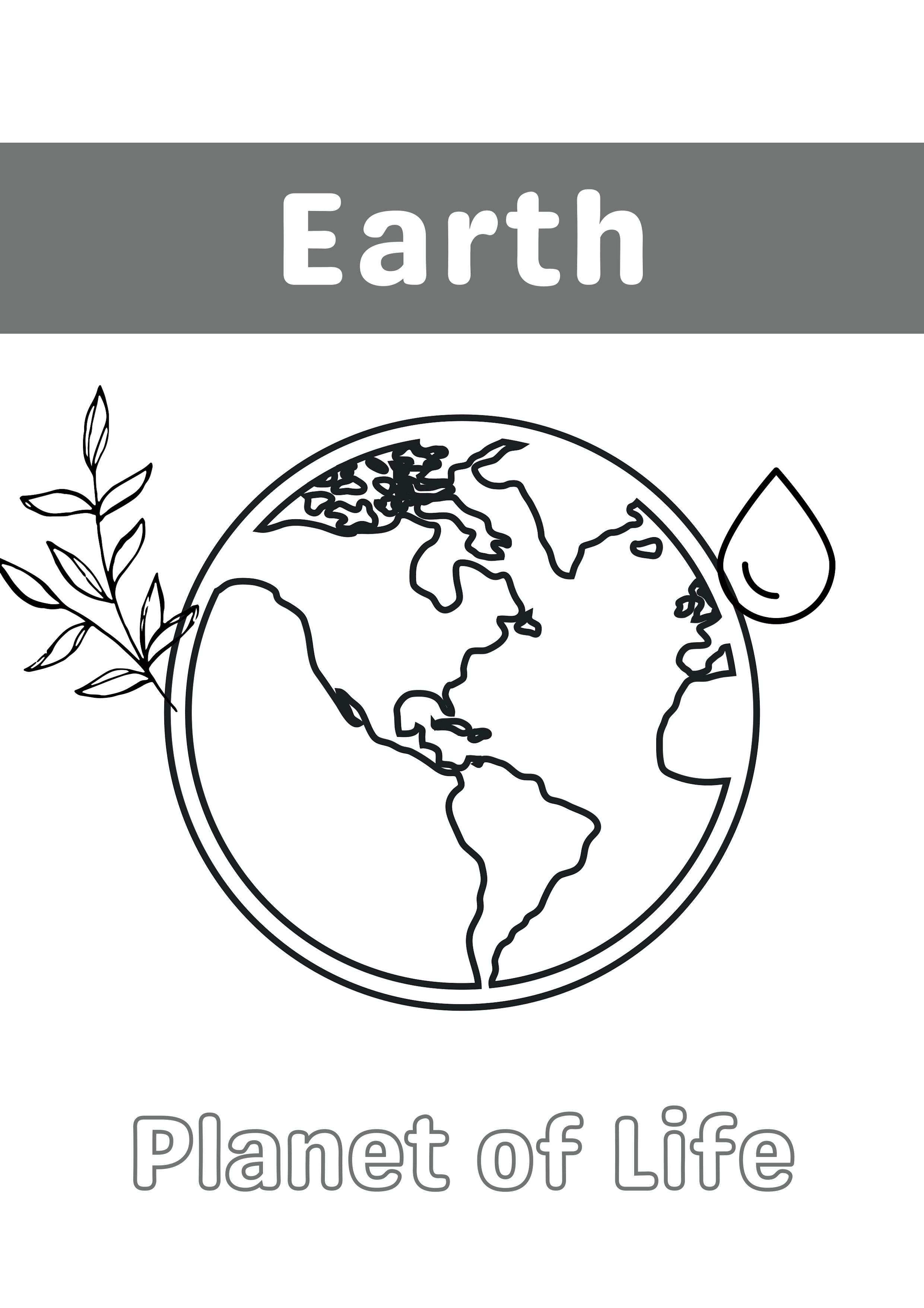 Earth Coloring Book for Kids Template preview image.