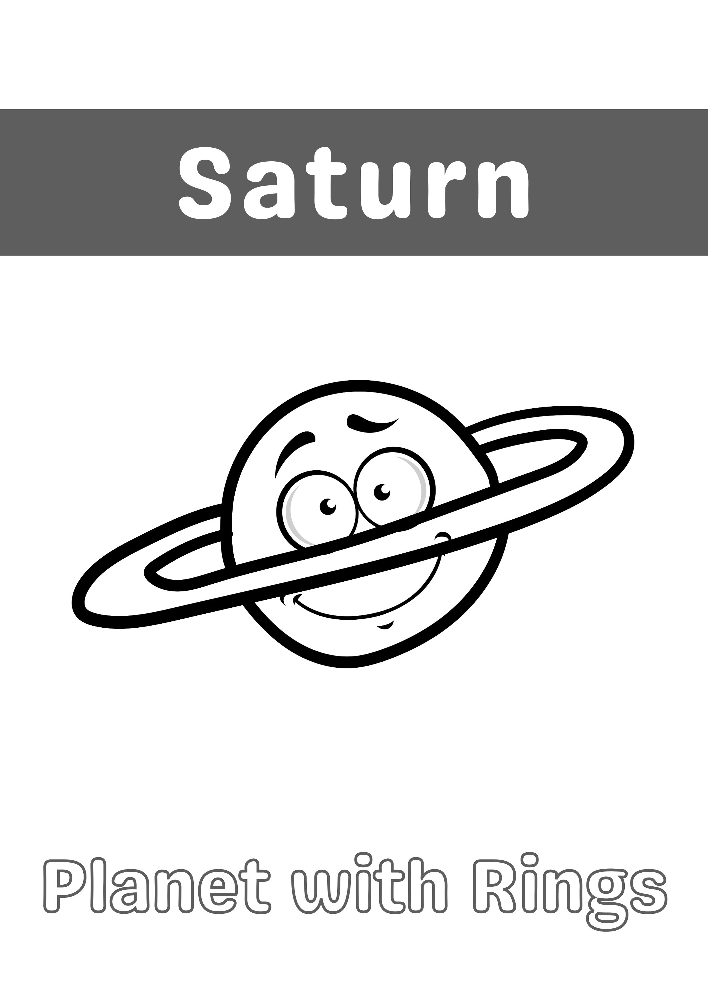 Saturn Coloring Book for Kids Template preview image.