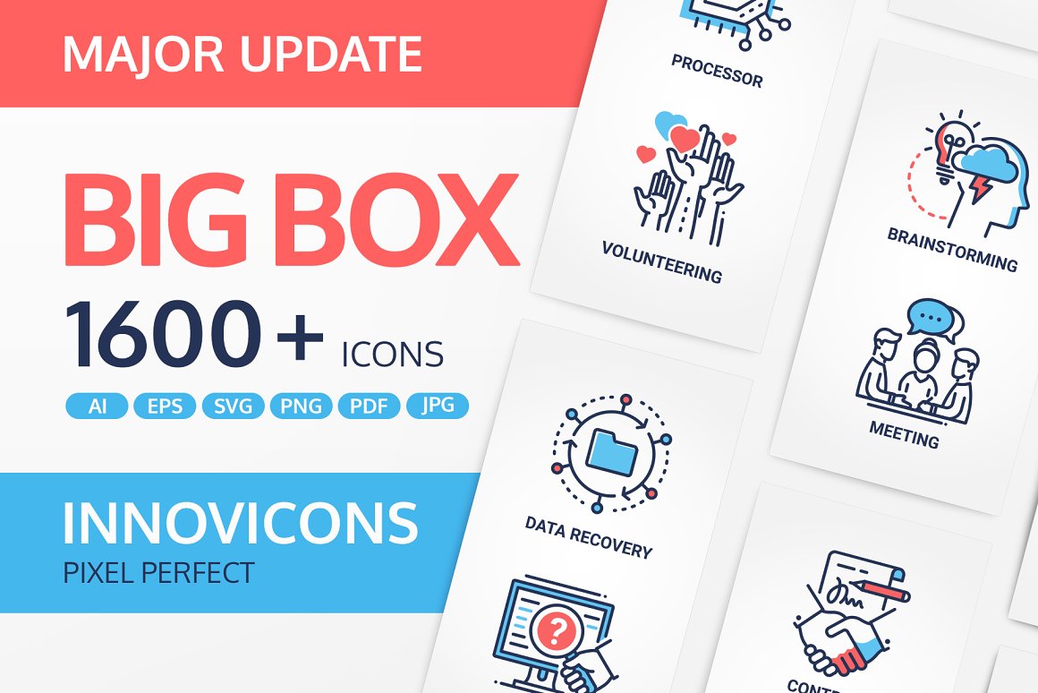 Cover with lettering "Big box 1600+ icons" on a gray background.