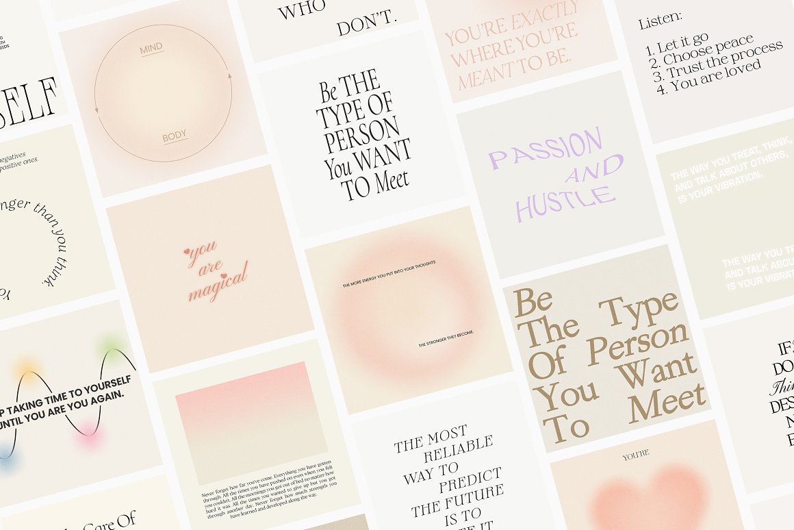 Pastel bundle of different Instagram quotes templates.