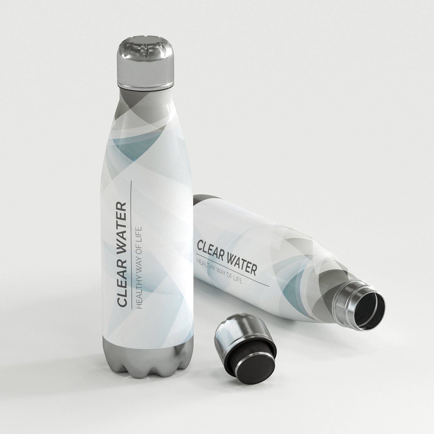 Images of a charming 3d model of bottles with texture
