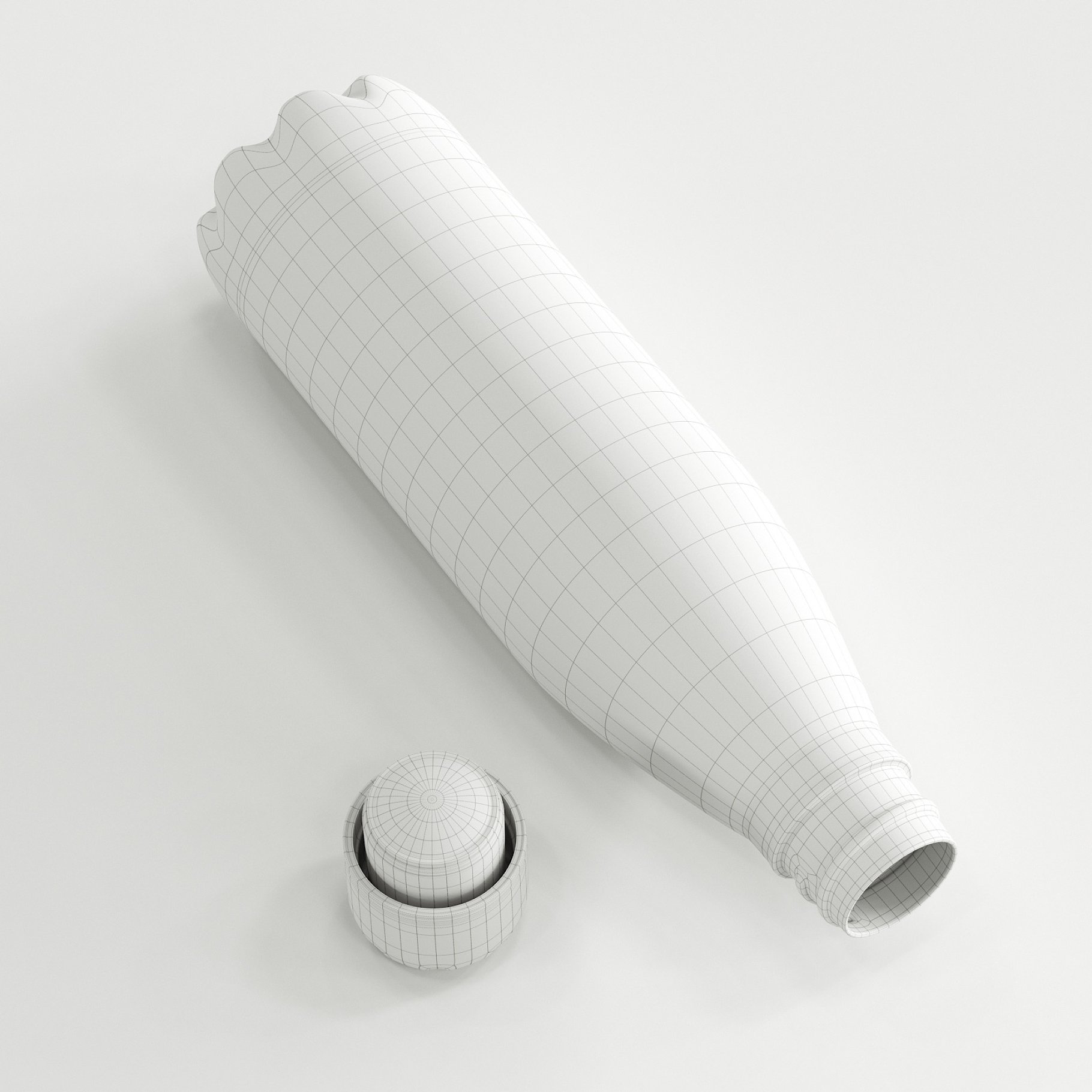 Images of an amazing 3d model of a lying bottle without texture