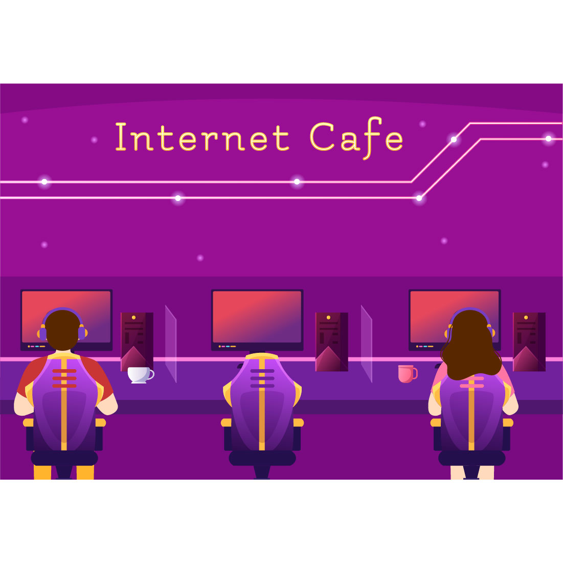 Internet Cafe Illustration cover image.