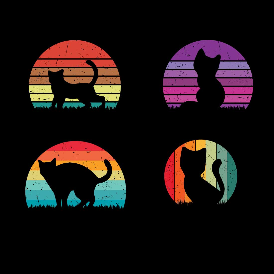 T-shirt Cat Rainbow Design Bundle preview image.