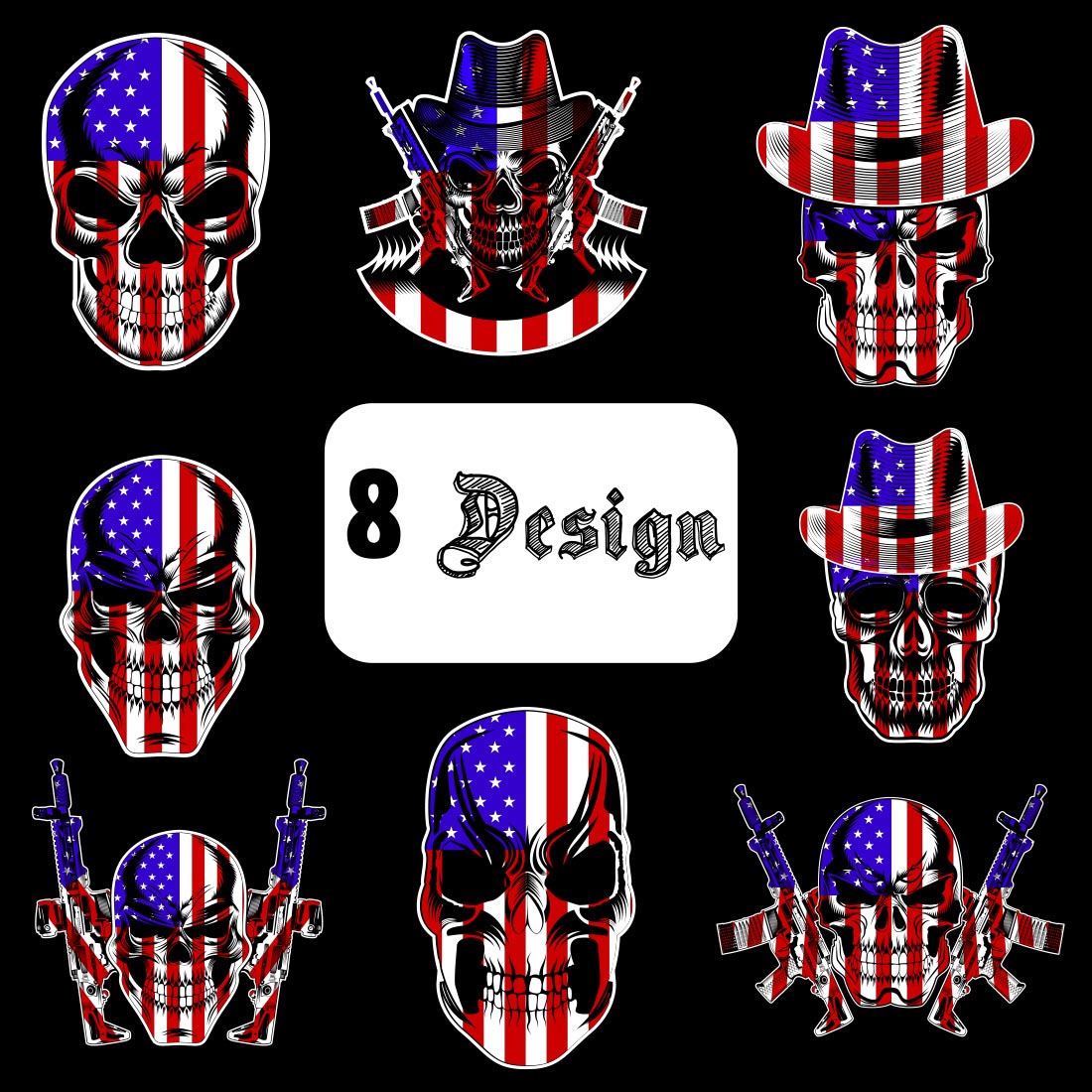 American Flag with Skull T-shirt Design cover image.