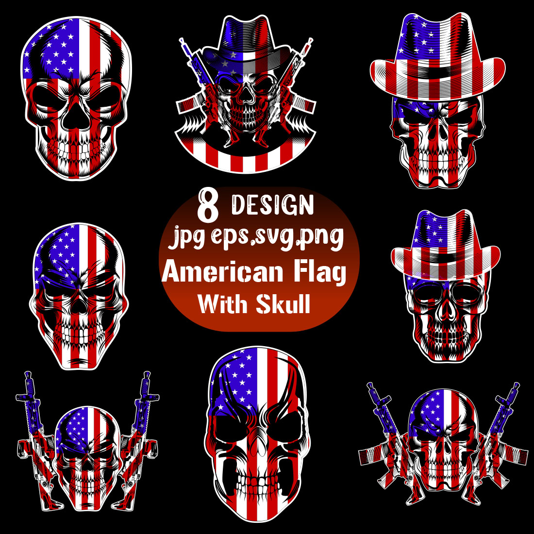 T-shirt American Flag with Skull Design cover image.