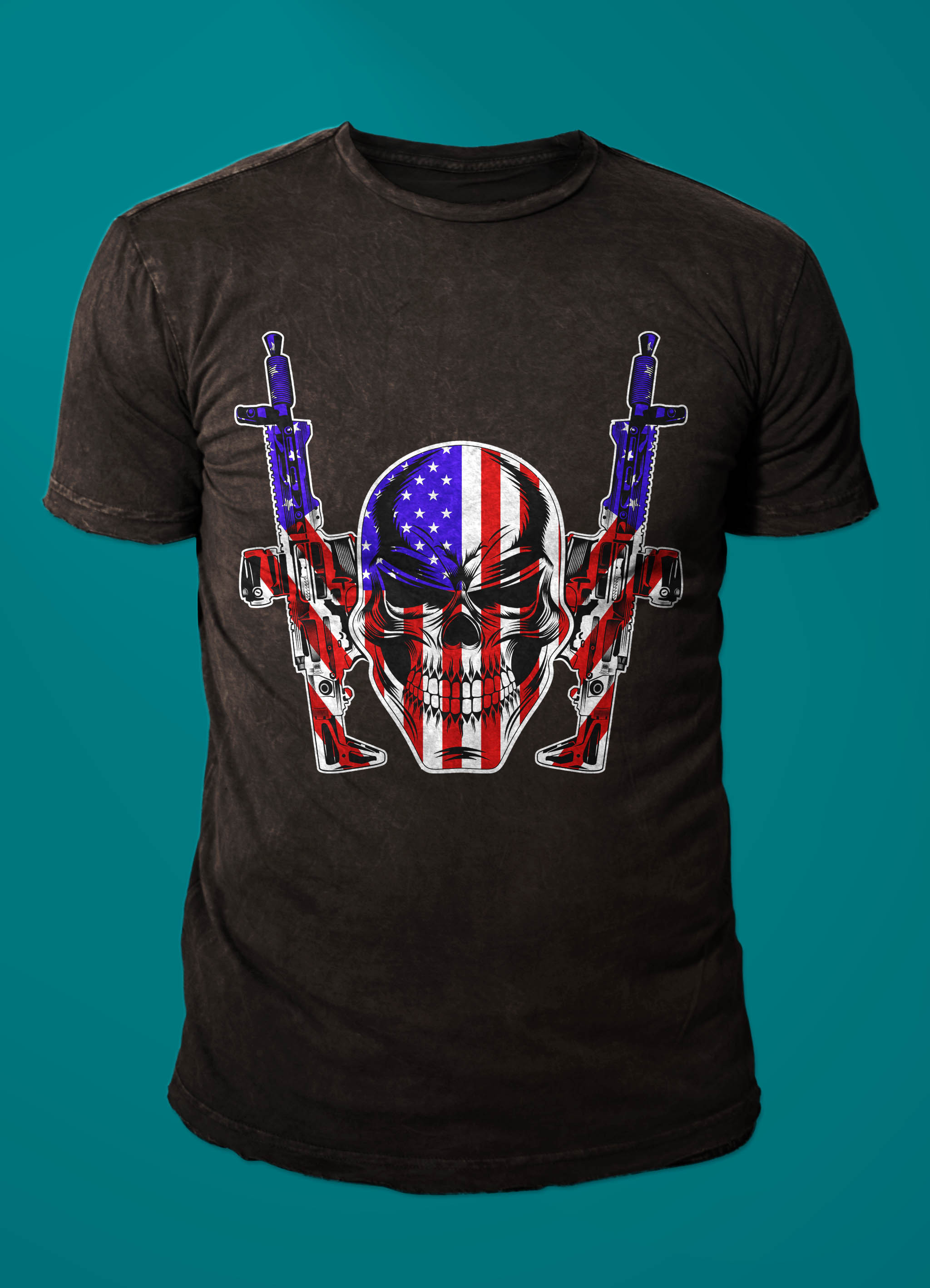 American Flag with Skull T-shirt Design preview image.