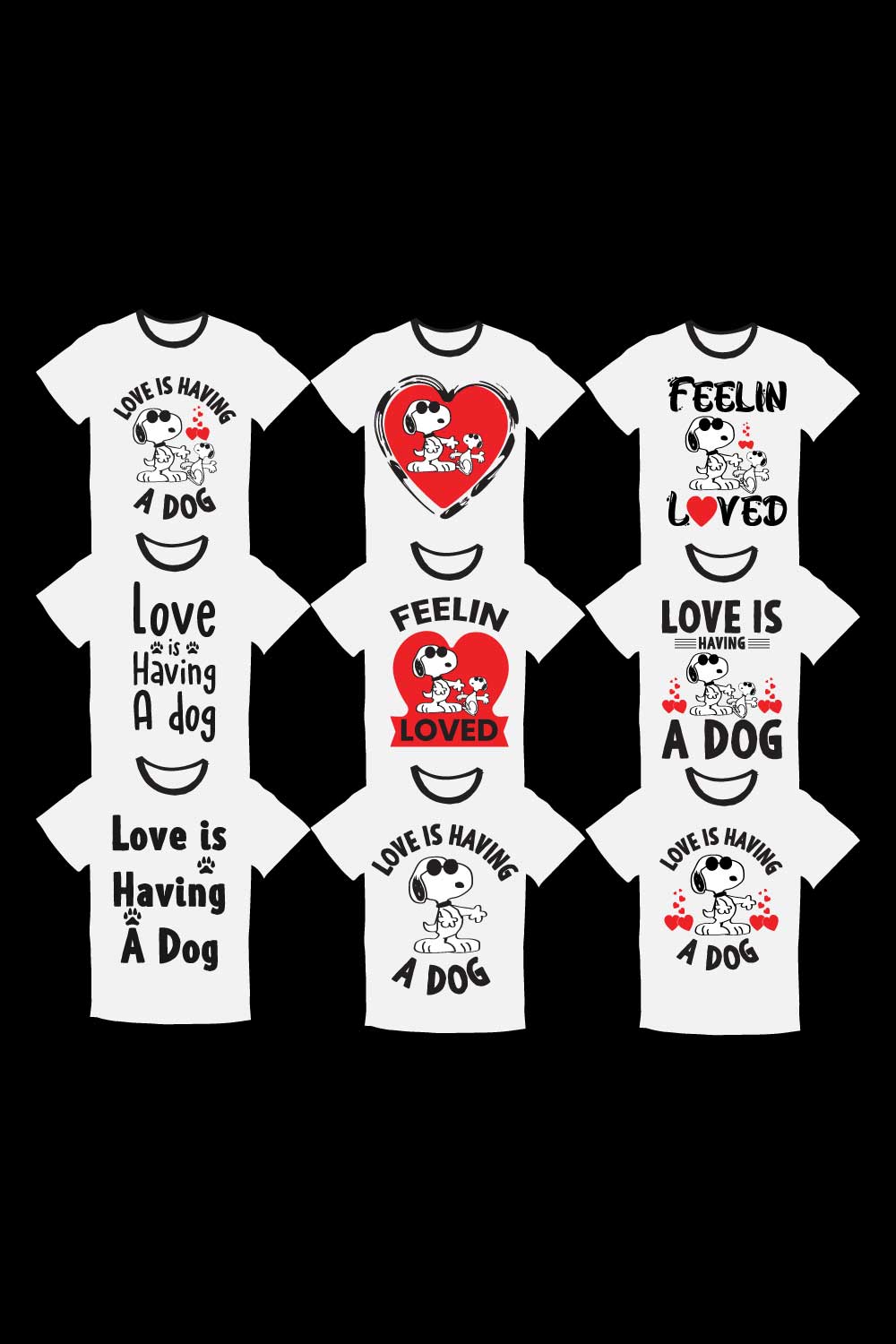Shoopy Valentines Day T-shirt Bundle SVG EPS pinterest image.