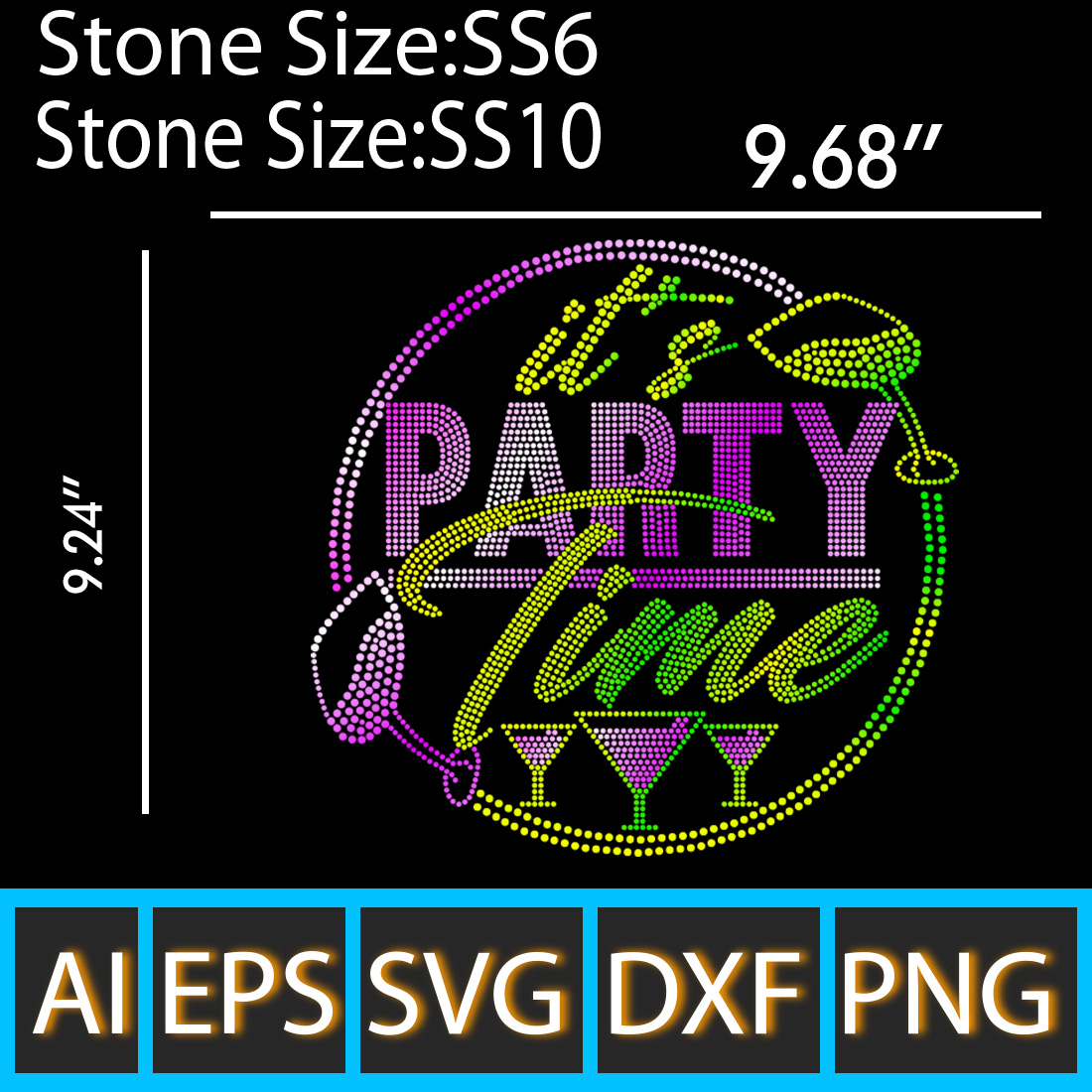 It’s Party Time Rhinestone Templates Design cover image.