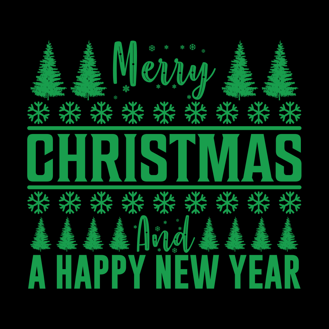 T-Shirt Merry Christmas and Happy New Year Design preview image.