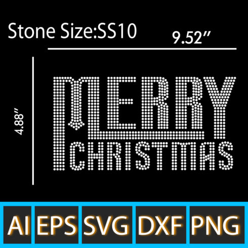 Merry Christmas Rhinestone Template Design cover image.