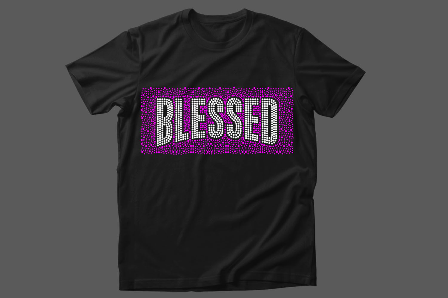 Image of a black t-shirt with a charming inscription Blessed