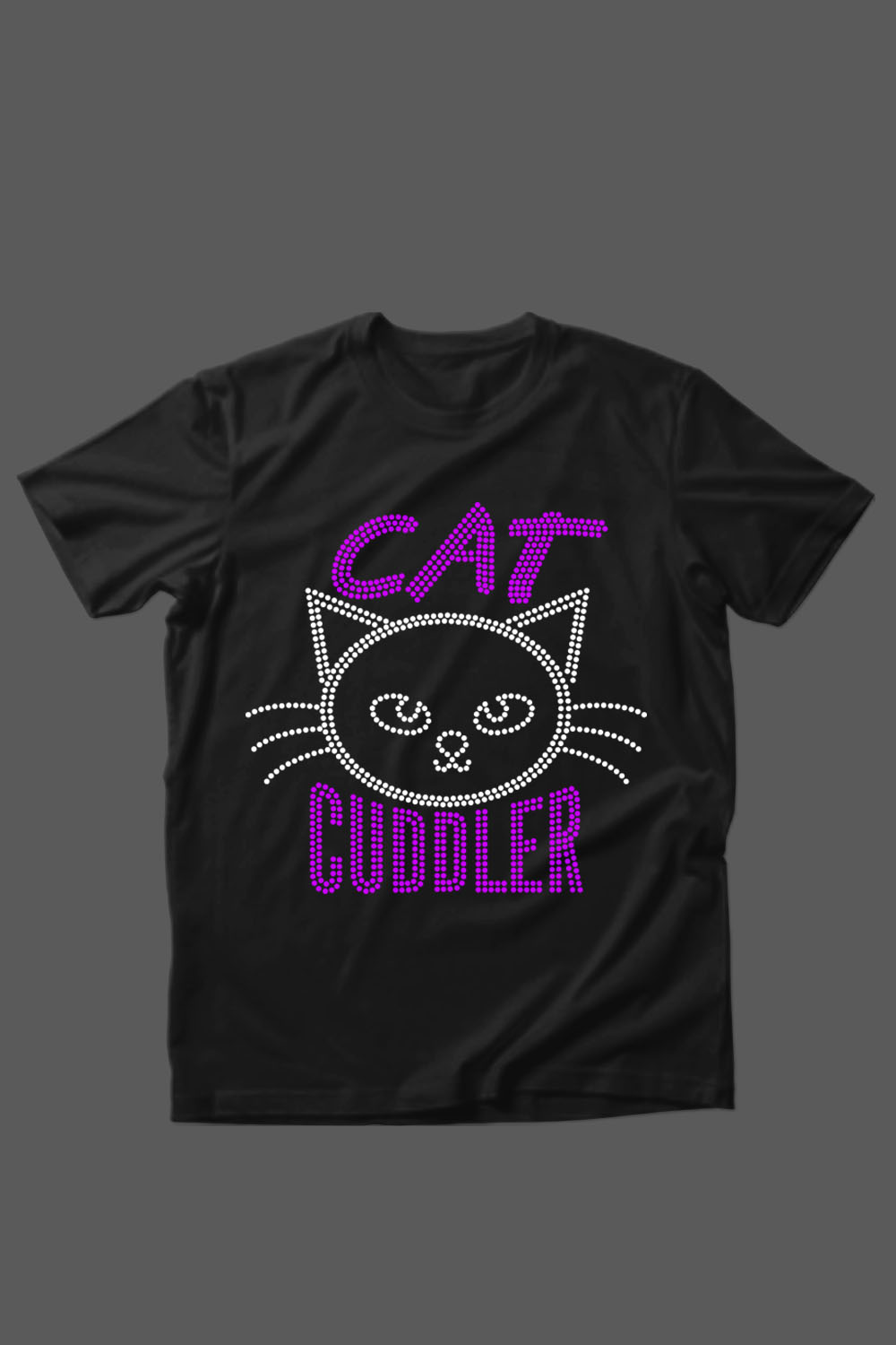Image of a black t-shirt with an irresistible Cat Cuddler slogan