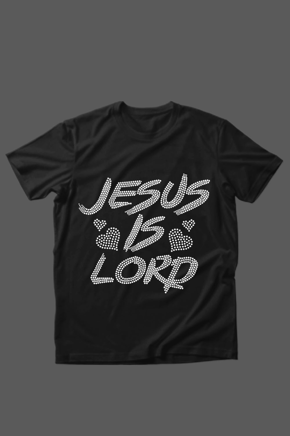 Picture of a black t-shirt with a gorgeous Jesus Is Lord slogan