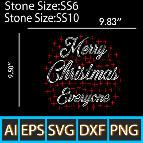Merry Christmas Everyone Rhinestone Template Design cover image.
