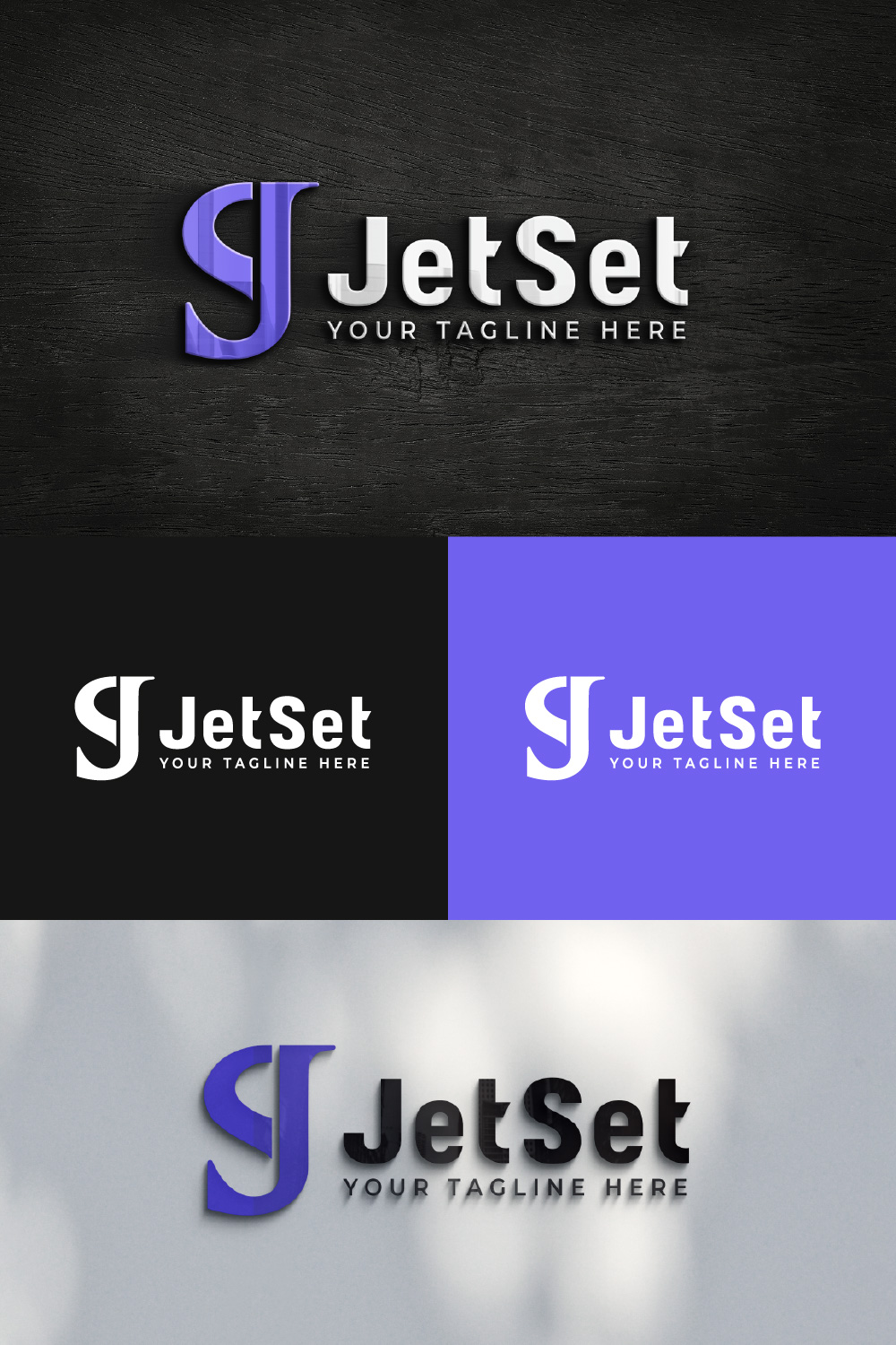 JS Letter Monogram Logo Design Template pinterest image.