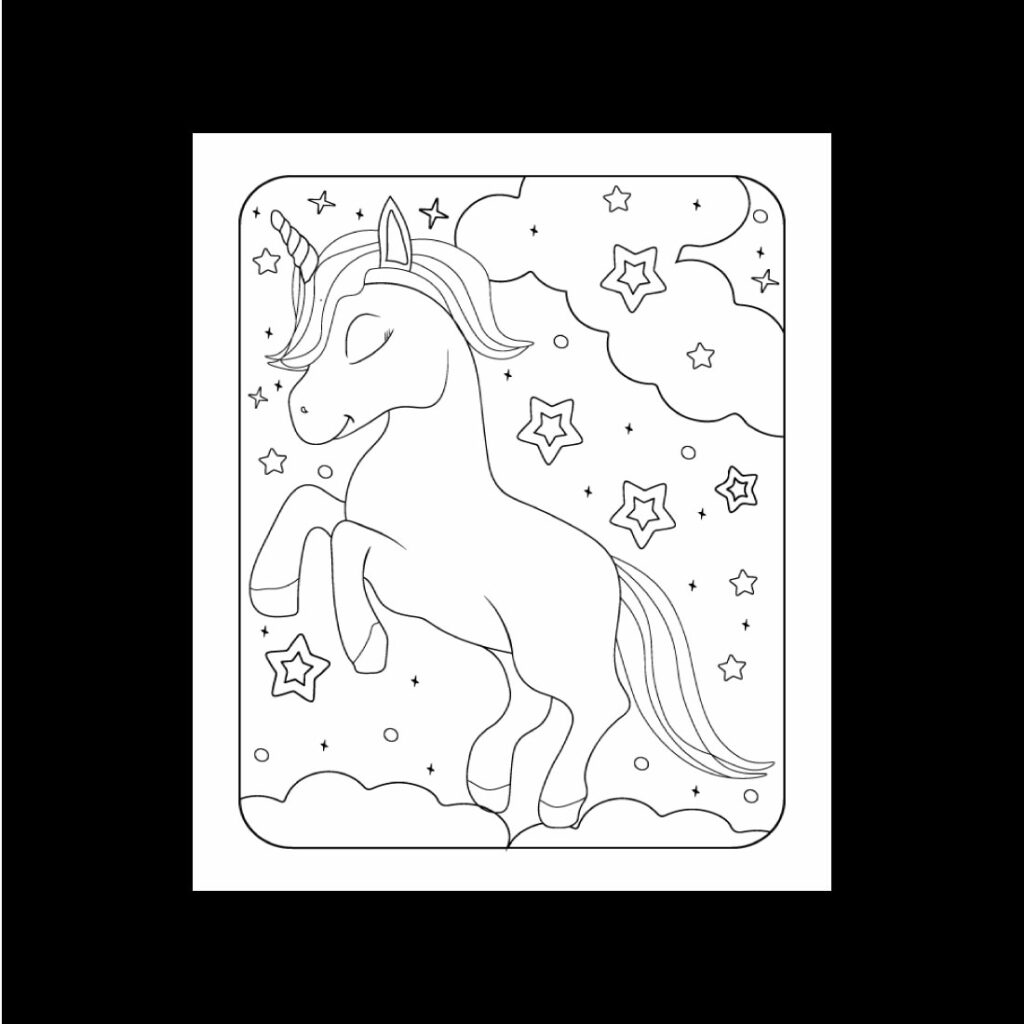 Unicorn Coloring Page KDP Interior - MasterBundles