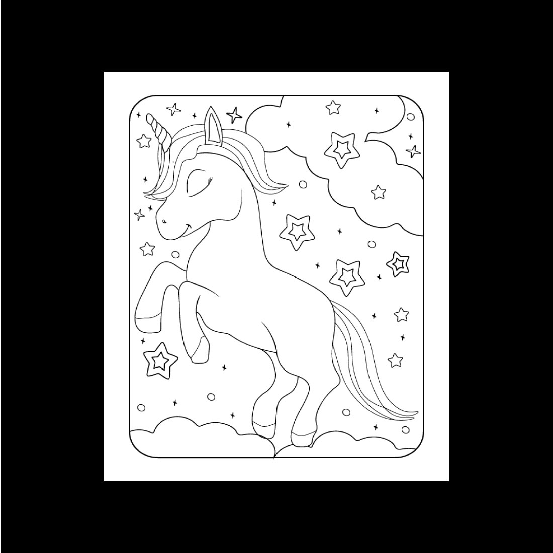 Coloring Unicorn Page Design cover image.