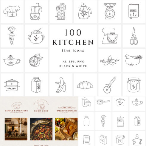 Kitchen & Cooking Icons.