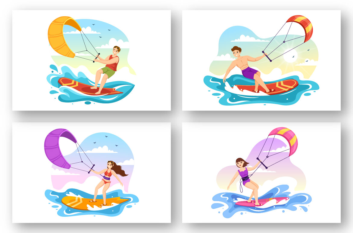 Kitesurfing Illustration Design preview image.