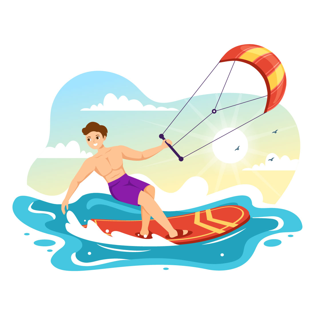 Kitesurfing Illustration Design cover image.