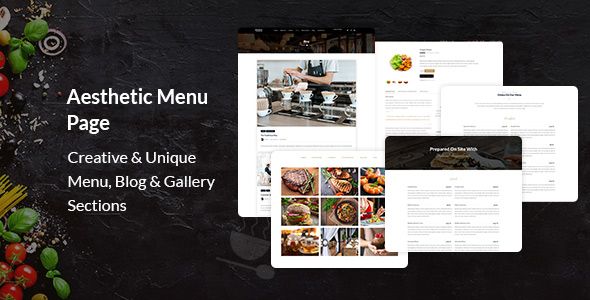 A set of amazing restaurant themed WordPress template pages.