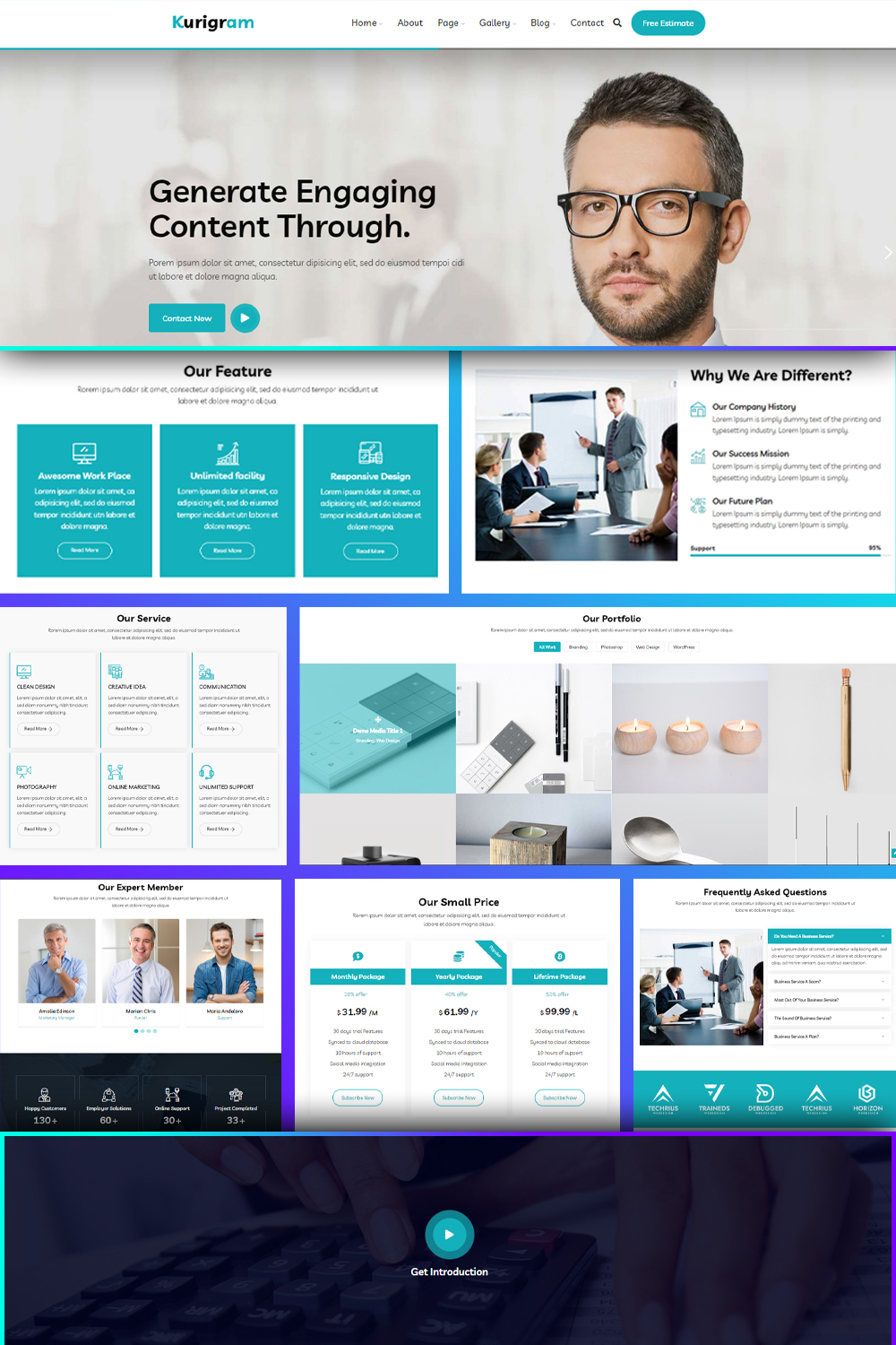 Kurigram - Corporate Responsive WordPress Theme - Pinterest.