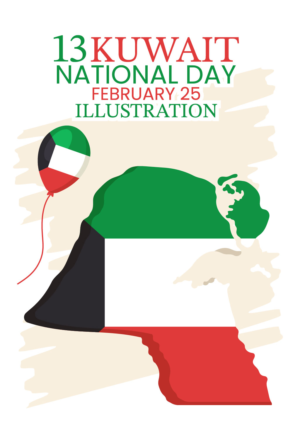 National Kuwait Day Illustration pinterest image.