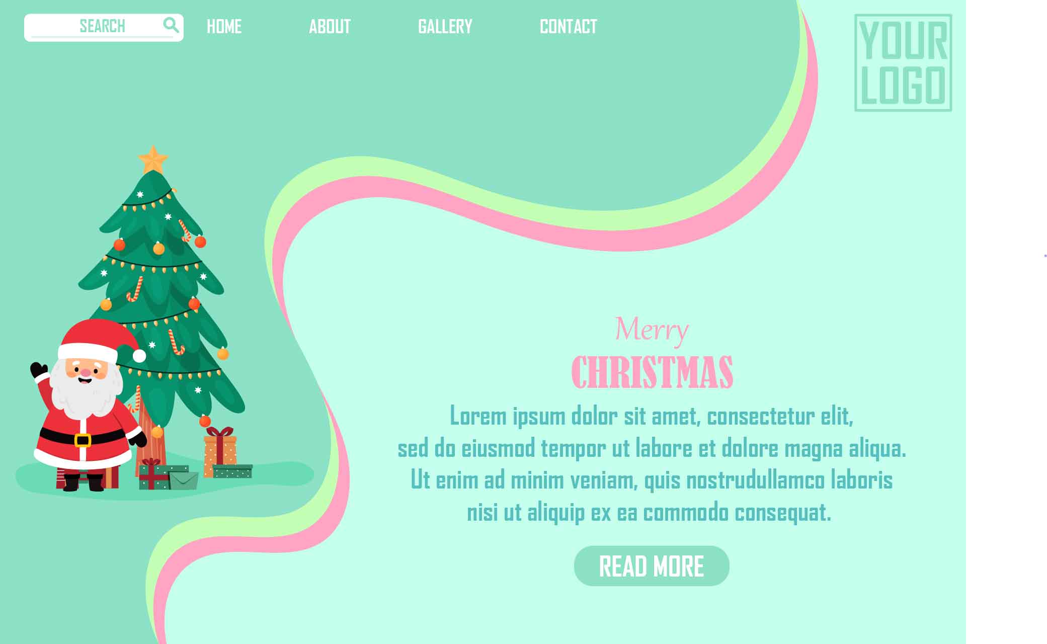 Christmas Landing Page Green Design preview image.