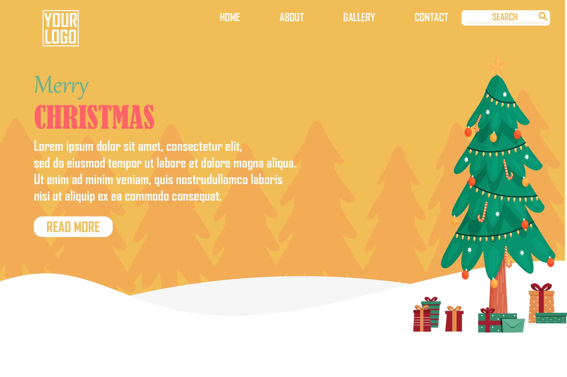 Landing Pages Xmas Yellow Design preview image.