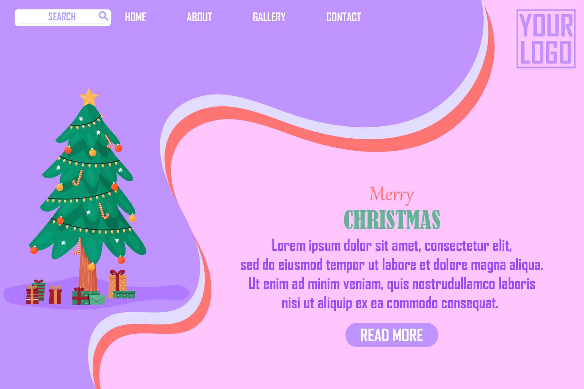 Landing Pages Xmas Pink and Violet Design preview image.