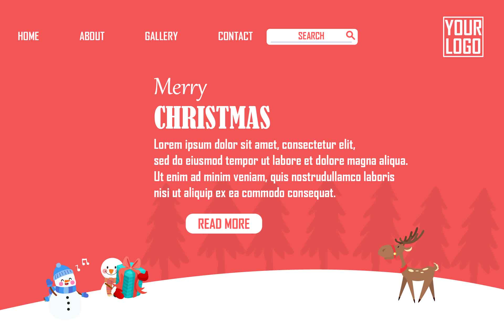 Landing Pages Xmas Red Design preview image.