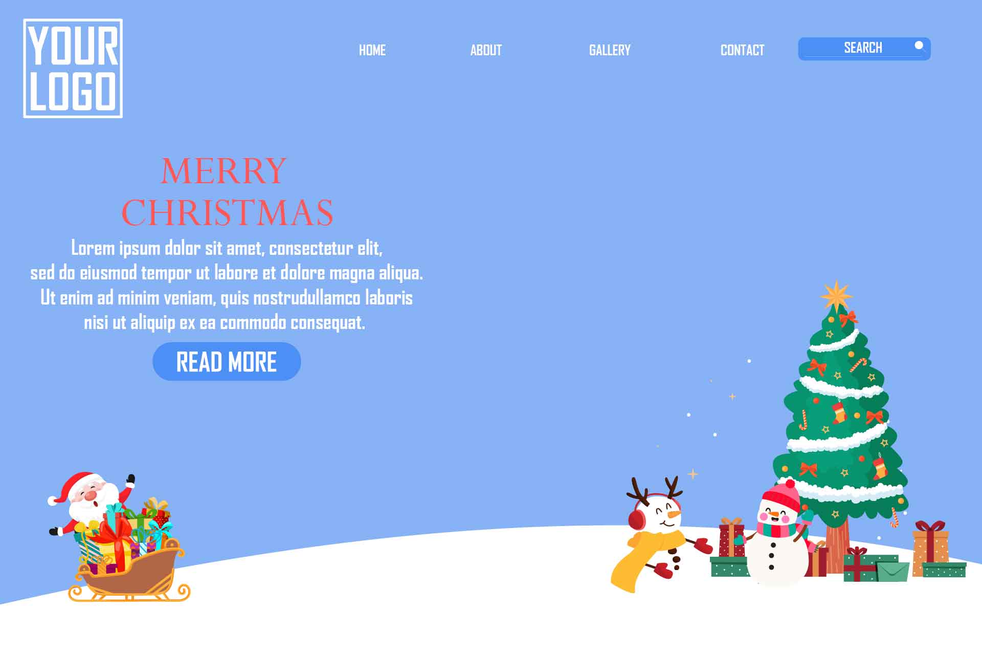 Landing Pages Xmas Blue Design preview image.