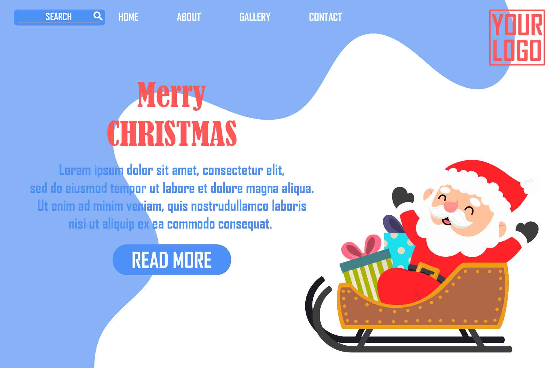 Christmas Landing Pages Blue and White Design preview image.