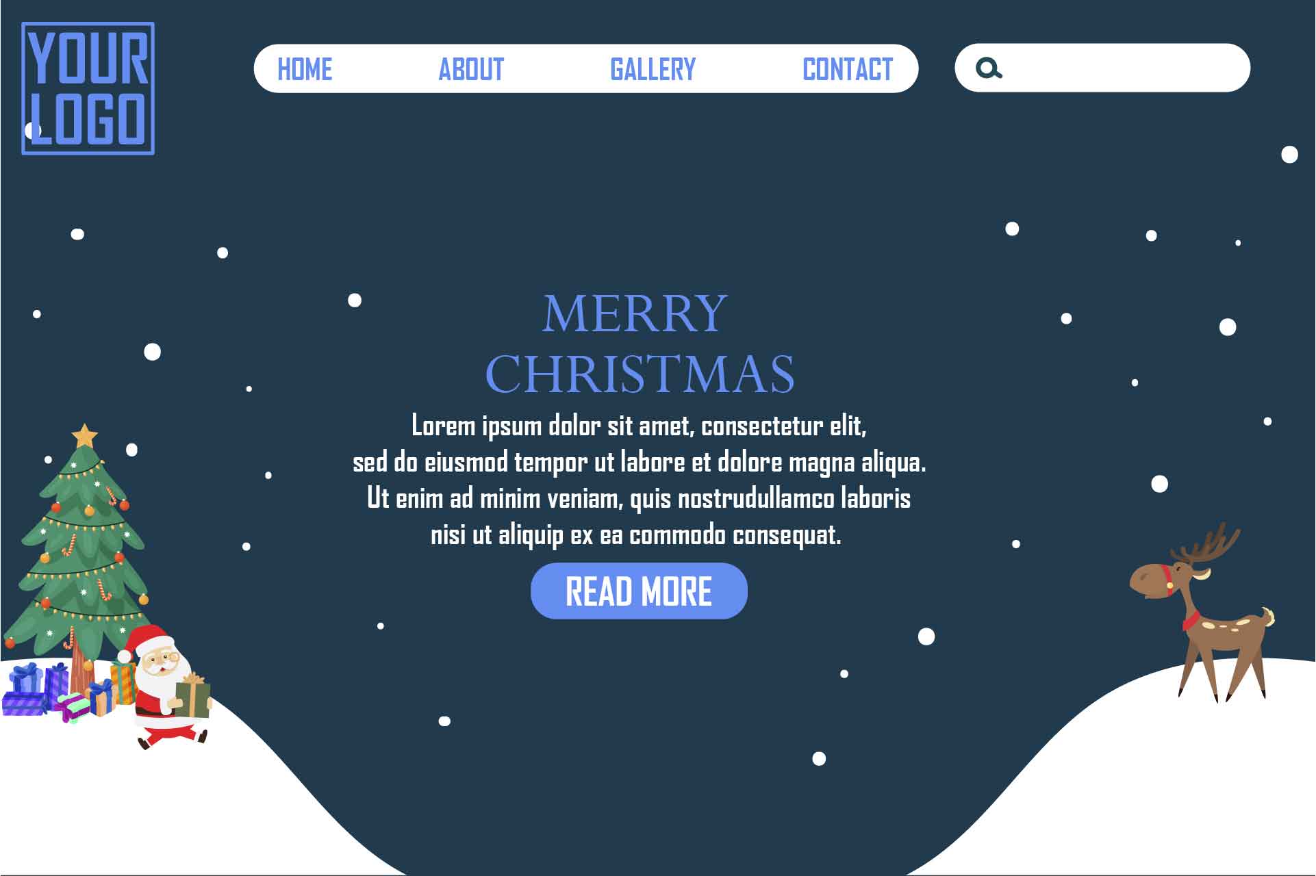 Christmas Landing Pages Dark Blue Design preview image.