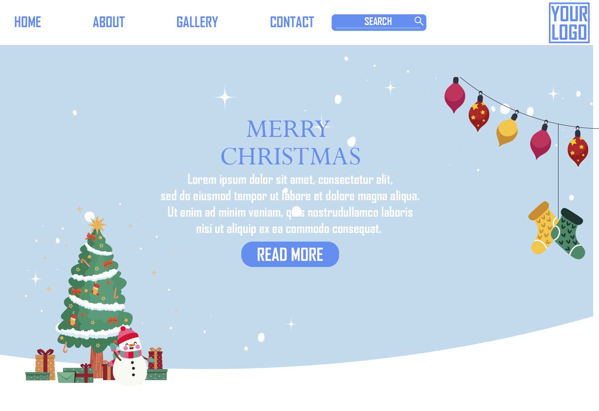 Landing Pages Christmas Blue Design preview image.