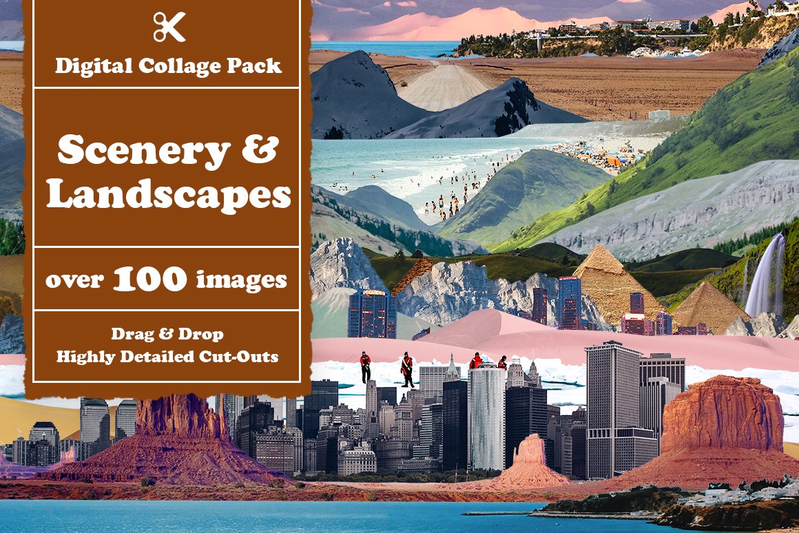 A set of different images of scenery and landscapes.