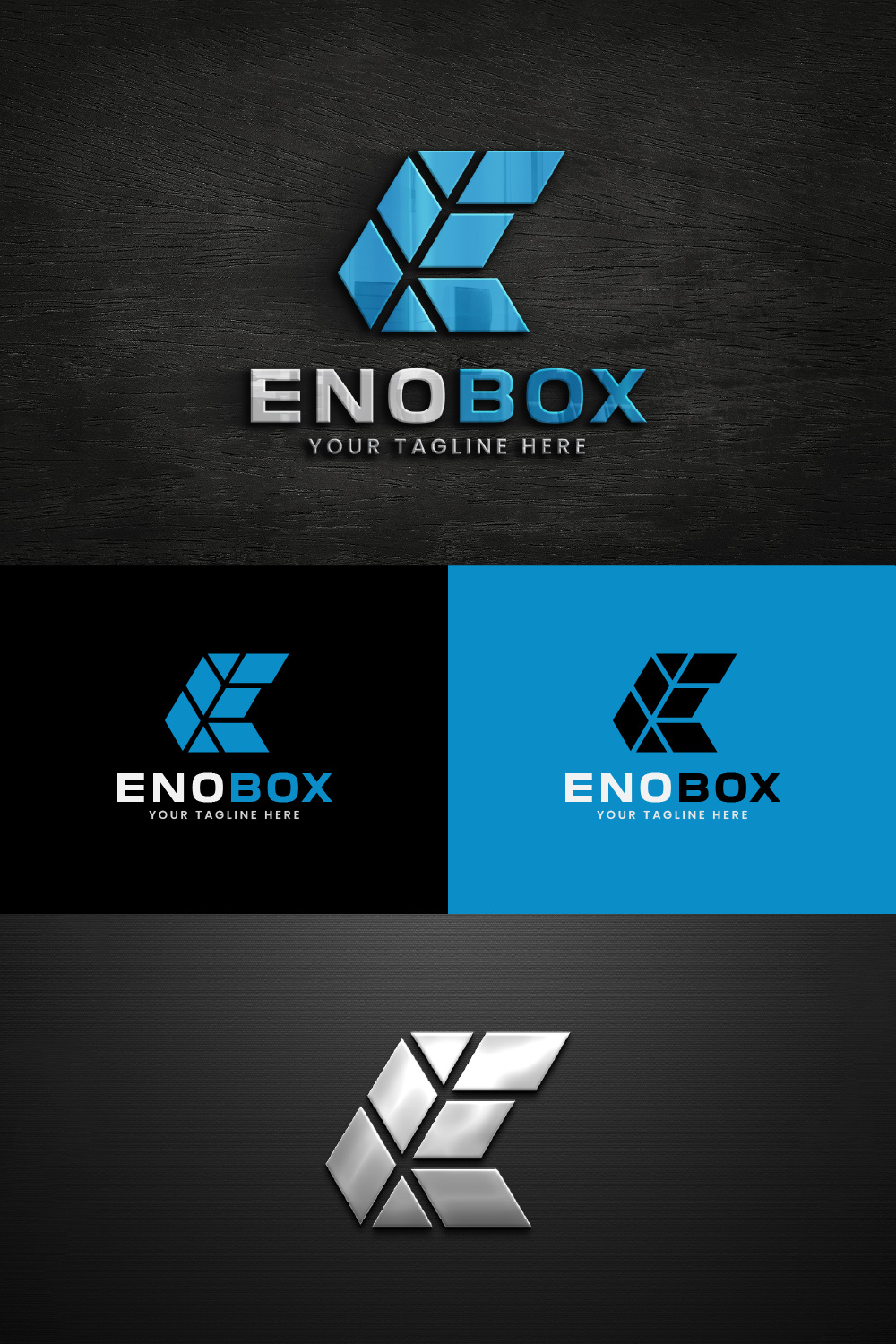 Letter E Square Box Logo Design Template pinterest image.