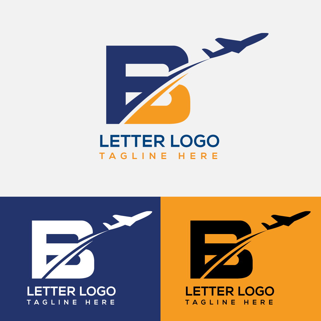 Letter B Airplane Logo Design cover image.