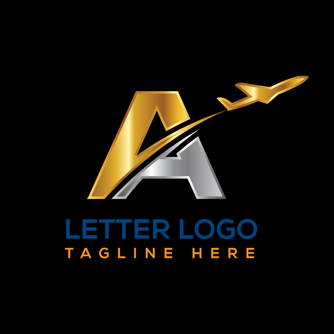 Initial Letter A with Airplane Logo Design. Airline, Airplane, Aviation, Travel Logo Template cover image.