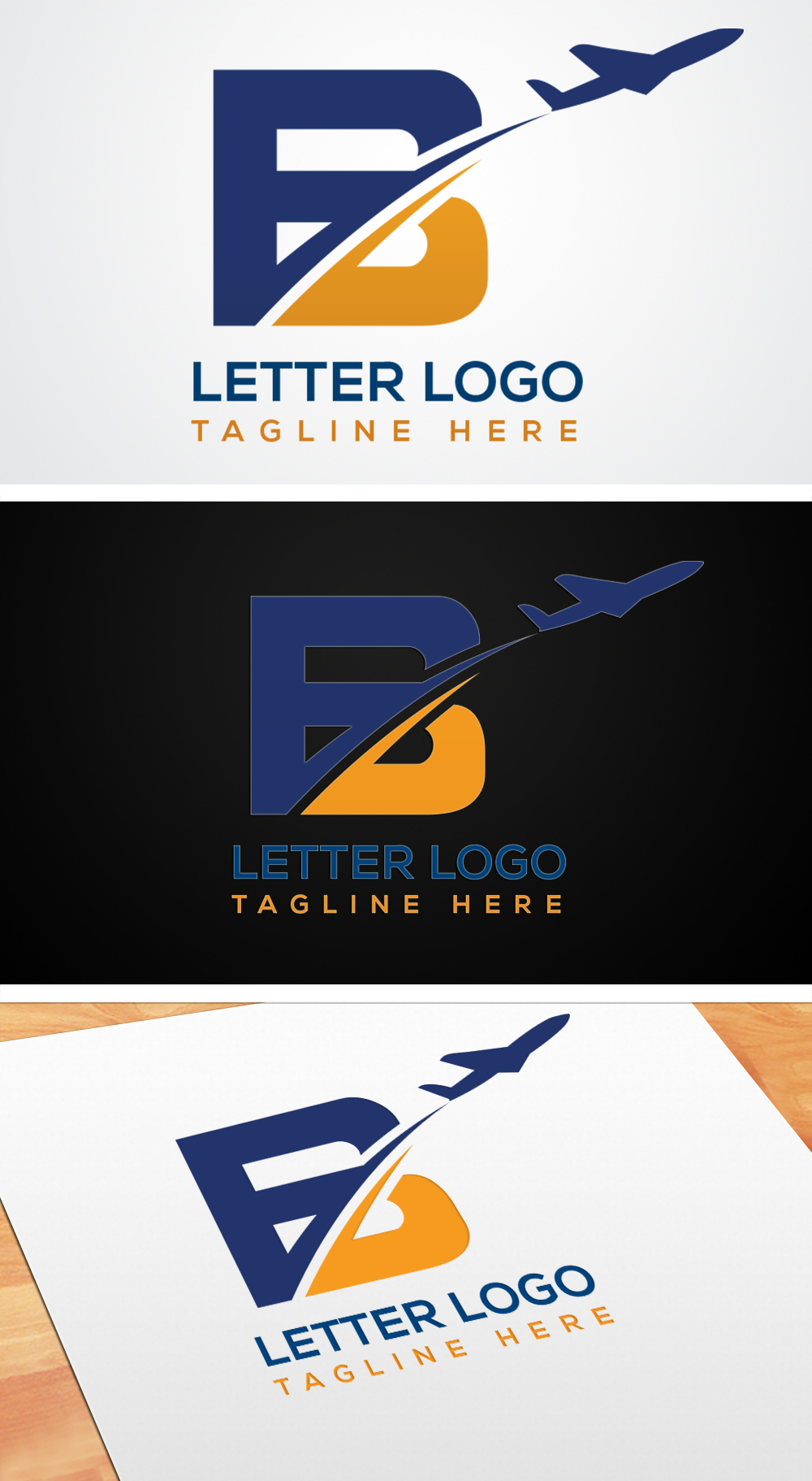 Letter B Airplane Logo Design preview image.