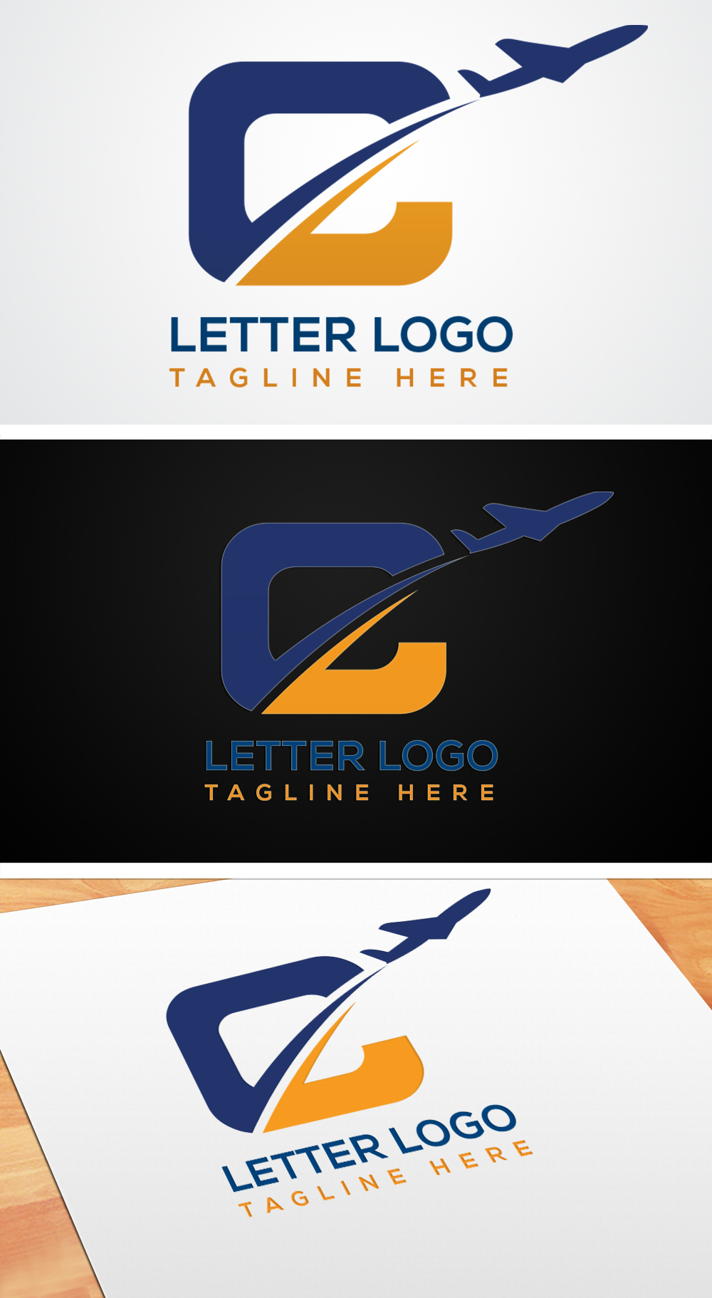 Initial Letter C with Airplane Logo Design preview image.
