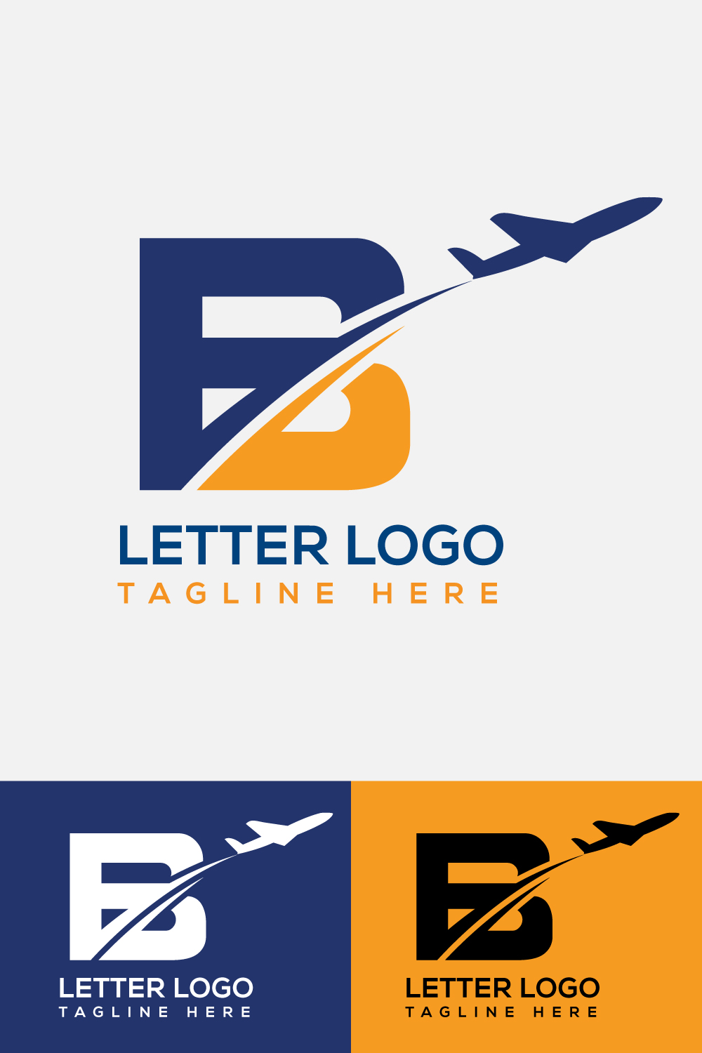 Letter B Airplane Logo Design pinterest image.