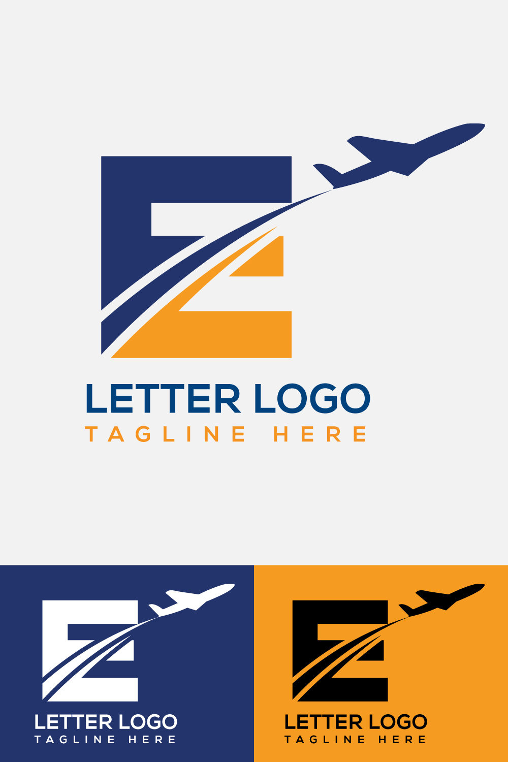 Letter E Airline Logo Design pinterest image.