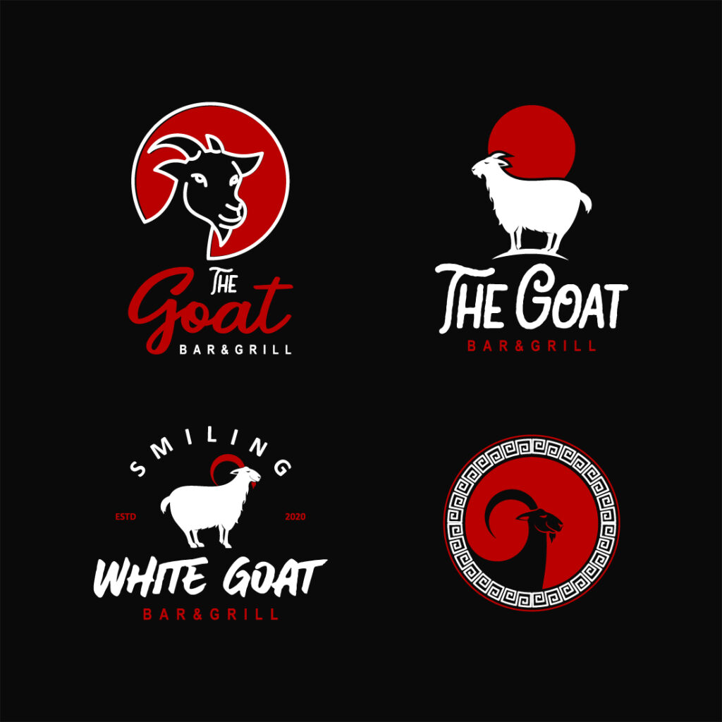 4 Logo Template with Goat Element for Dark Background - MasterBundles