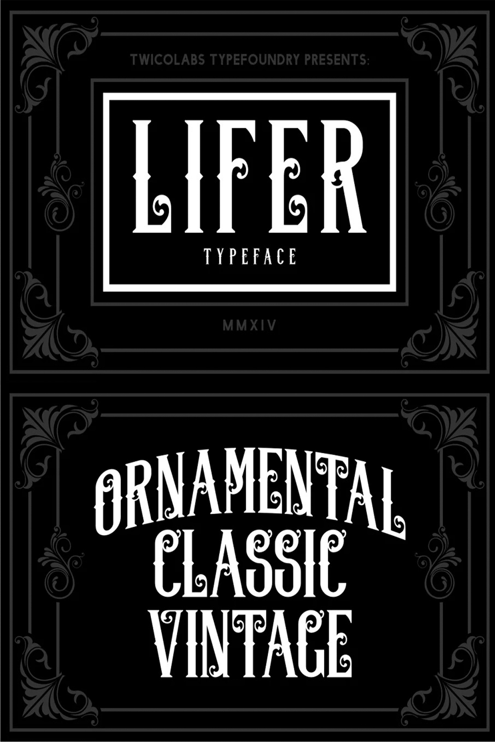 Images with text showing the elegant Lifer font.