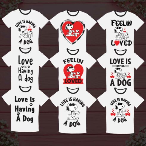 Shoopy Valentines Day T-shirt Bundle SVG EPS cover image.