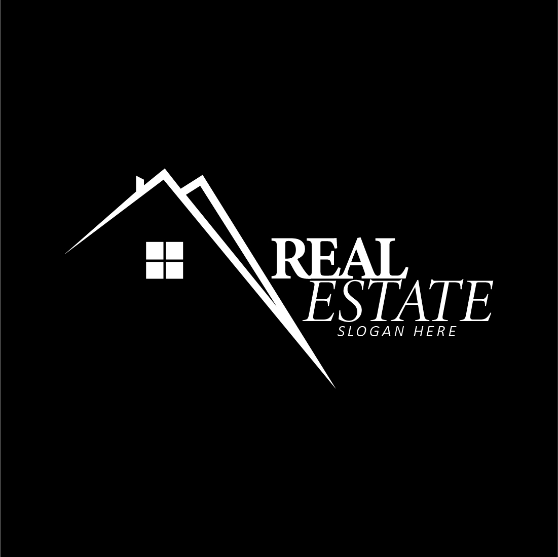 Stylish Realestate Home Logo White Design preview image.